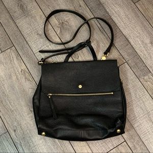 Isaac Mizrahi Black Pebble Genuine Leather Satchel Handbag Purse